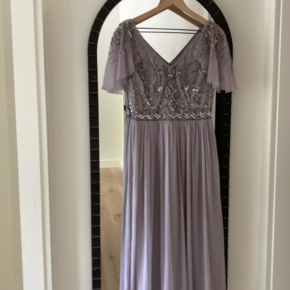 Adrianna Papell Sequin Flutter Sleeve Ball Gown - Picture 1 of 6